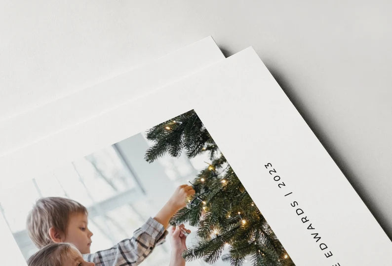 Modern Arch Photo Collage Christmas Card Template for Canva - NG19