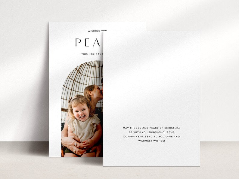 Peace Family Arch Photo Christmas Card Template for Canva - NG23