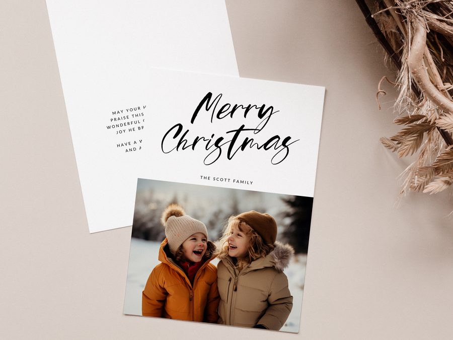 Merry Christmas Hand Script Card Template for Canva - NG15